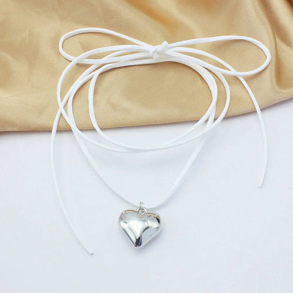 Planet Gates L1348 Diy Jewelry Goth Black Velvet 25mm Heart Pendant Choker Necklace for Women Weave Knotted Bowknot Adjustable Chain Jewelry