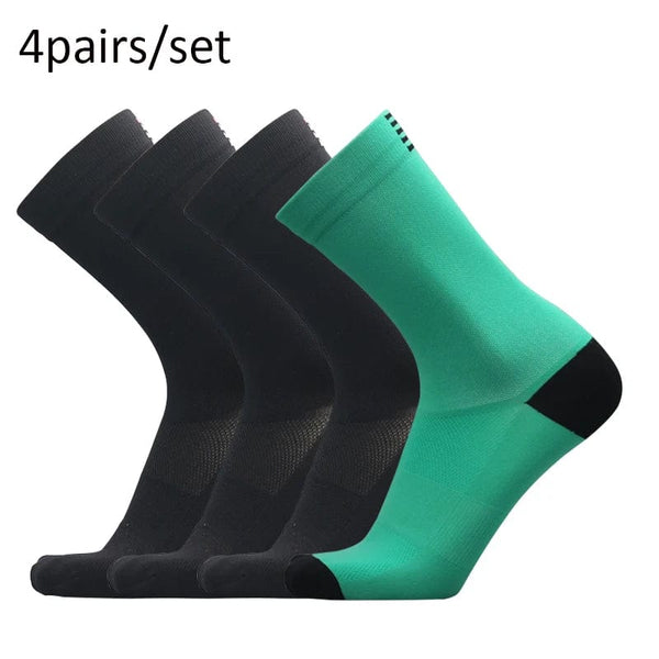 Planet Gates L14-4 pairs Professional Competition Cycling Socks Men Women Sport Riding Socks Mesh Basketball Badminton Racing Socks Calcetines Ciclismo