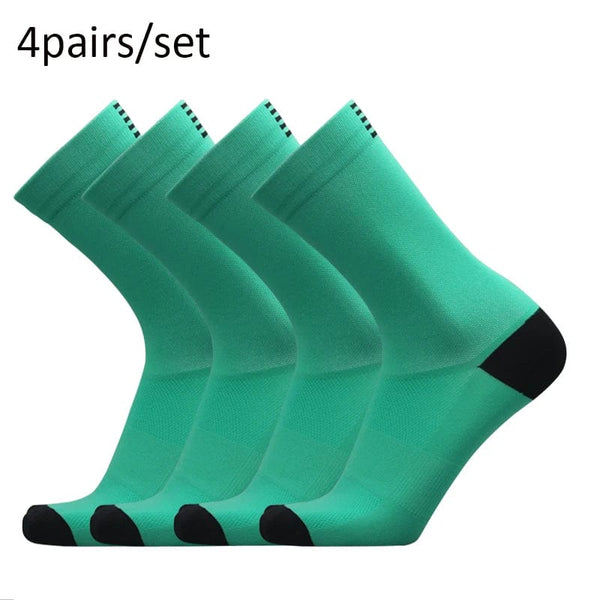 Planet Gates L14-4 pairs Professional Competition Cycling Socks Men Women Sport Riding Socks Mesh Basketball Badminton Racing Socks Calcetines Ciclismo