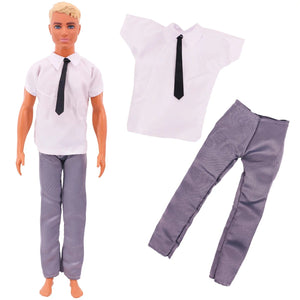 Planet Gates L317 Handmade Ken Doll Clothes T-shirt + Trousers For Barbie Dress Accessories Fashion Daily Clothing Toys For Gils Birthday Gift