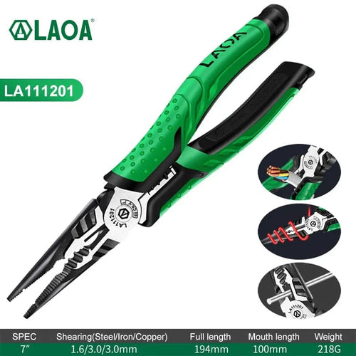 Planet Gates LA111201 / 7 LAOA Multifunction Wire Stripper Diagonal Pliers Wire Cutter Long Nose Pliers Side Cutter Cable Shears Electrician Hand Tools