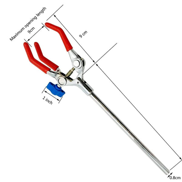 Planet Gates Lab Clamp 3 Prong Finger Style Rubber-Coated Head a Black Laboratory Stand Clip