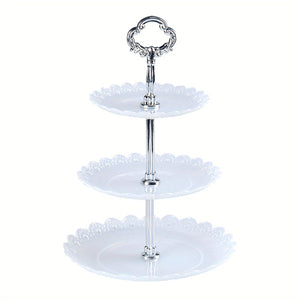 Planet Gates Lace Transparent One Piece 1pc, Elegant 3 Tier Cupcake Stand for Tea Parties, Weddings, and More - Ruffled or Laciness Design - Perfect for Decorating and Serving Desserts - Table and Kitchen Accessories