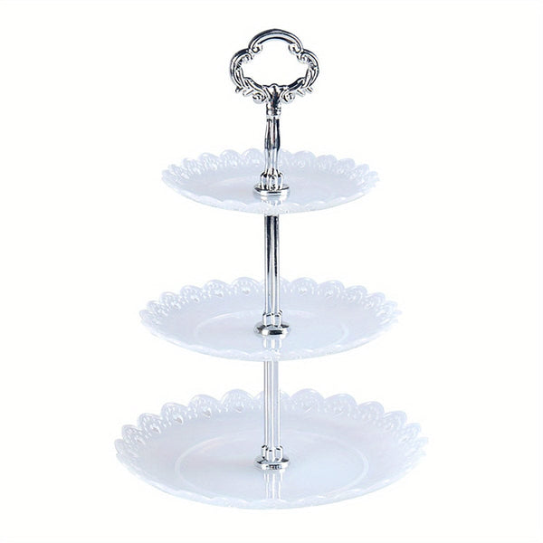Planet Gates Lace Transparent One Piece 1pc, Elegant 3 Tier Cupcake Stand for Tea Parties, Weddings, and More - Ruffled or Laciness Design - Perfect for Decorating and Serving Desserts - Table and Kitchen Accessories