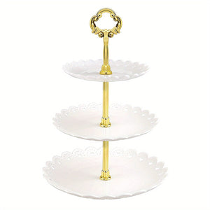 Planet Gates Lace White One Piece 1pc, Elegant 3 Tier Cupcake Stand for Tea Parties, Weddings, and More - Ruffled or Laciness Design - Perfect for Decorating and Serving Desserts - Table and Kitchen Accessories