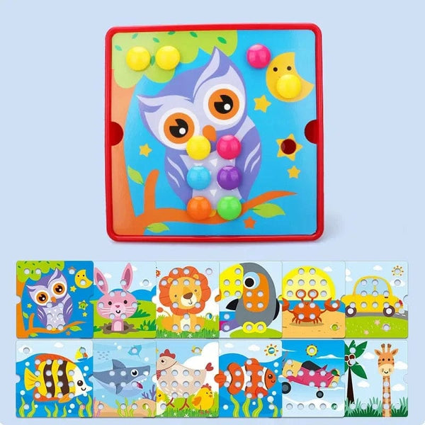 Planet Gates Ladybird Set L New Mushroom Nail DIY Cartoon Handmade Toys Children's Montessori Educational Toys Intelligent 3D Puzzle Game Jigsaw Board Gifts