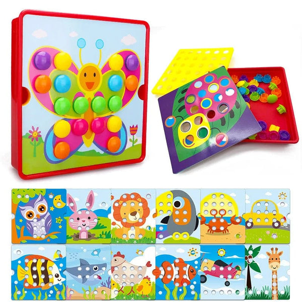 Planet Gates Ladybird Set L New Mushroom Nail DIY Cartoon Handmade Toys Children's Montessori Educational Toys Intelligent 3D Puzzle Game Jigsaw Board Gifts