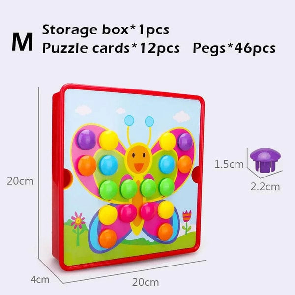 Planet Gates Ladybird Set L New Mushroom Nail DIY Cartoon Handmade Toys Children's Montessori Educational Toys Intelligent 3D Puzzle Game Jigsaw Board Gifts