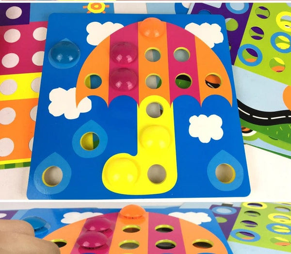 Planet Gates Ladybird Set L New Mushroom Nail DIY Cartoon Handmade Toys Children's Montessori Educational Toys Intelligent 3D Puzzle Game Jigsaw Board Gifts