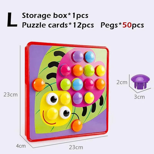Planet Gates Ladybird Set L New Mushroom Nail DIY Cartoon Handmade Toys Children's Montessori Educational Toys Intelligent 3D Puzzle Game Jigsaw Board Gifts