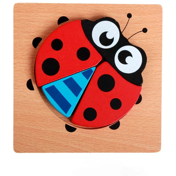 Planet Gates ladybird Wooden 3D Toys Puzzle Cartoon Animals Early Learning Cognition Intelligence Puzzle Game Colorful Montessori Baby Toddler Gifts