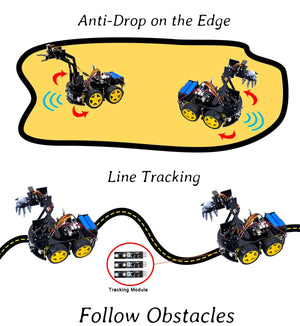 Planet Gates LAFVIN Mechanical 4WD Robot Arm Car Kit for Arduino Smart Robot Car Set for Learning Education Automation Kits