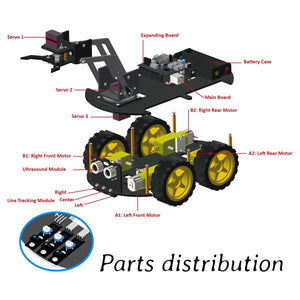 Planet Gates LAFVIN Mechanical 4WD Robot Arm Car Kit for Arduino Smart Robot Car Set for Learning Education Automation Kits