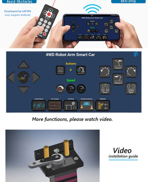 Planet Gates LAFVIN Mechanical 4WD Robot Arm Car Kit for Arduino Smart Robot Car Set for Learning Education Automation Kits