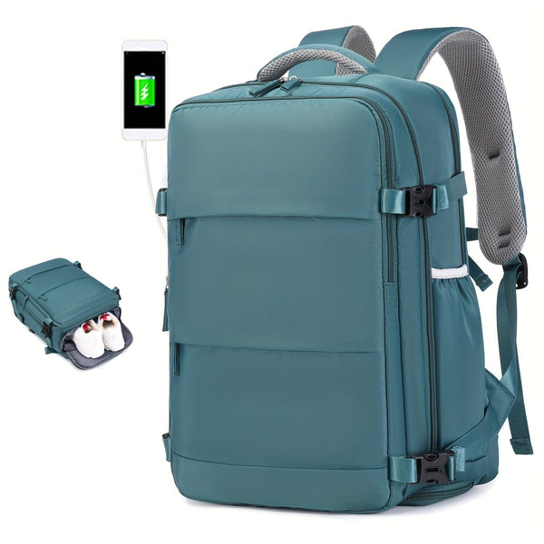 Planet Gates Lake Blue Men's Travel Backpack, Waterproof Computer Backpack, With Shoe Compartment, Computer Carry-on Backpack