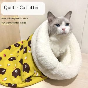 Planet Gates Lamb Plush Thickened Pocket New Winter Linen Sleeping Bag Cat Nest Cat Sleeping Bag Cartoon Sleeping Bag Cat Nest Winter Limited