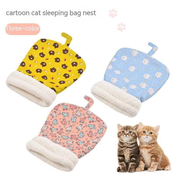 Planet Gates Lamb Plush Thickened Pocket New Winter Linen Sleeping Bag Cat Nest Cat Sleeping Bag Cartoon Sleeping Bag Cat Nest Winter Limited
