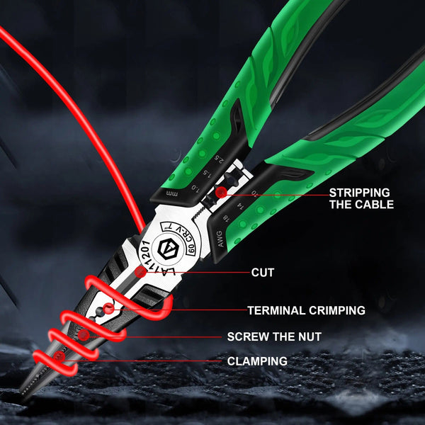 Planet Gates LAOA Multifunction Wire Stripper Diagonal Pliers Wire Cutter Long Nose Pliers Side Cutter Cable Shears Electrician Hand Tools
