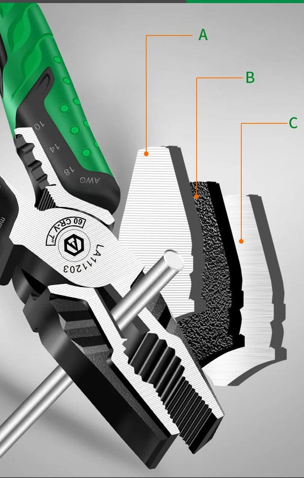 Planet Gates LAOA Multifunction Wire Stripper Diagonal Pliers Wire Cutter Long Nose Pliers Side Cutter Cable Shears Electrician Hand Tools