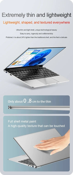 Planet Gates Laptop Intel Pentium N3700 16GB RAM 1024GB SSD Notebook 1920*1080 Resolution Windows 11 Unlock Computer Office Study gamer PC