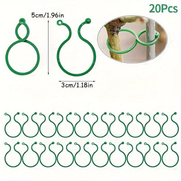 Planet Gates Large / 20pcs 20pcs Plastic Garden Vine Strapping Clips Tie Plant Bundled Buckle Ring Holder Garden Tomato Plants Stand Support Tool
