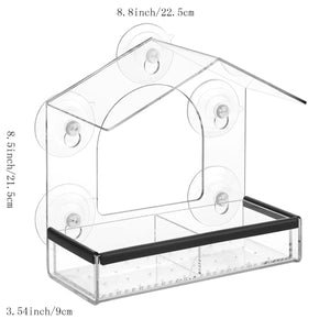 Planet Gates Large A Acrylic Clear Glass Window Birds Hanging Feeder Birdhouse Food Feeding House Table Seed Peanut Suction Cup