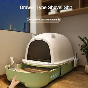 Planet Gates Large-capacity Cat Toilet Fully Enclosed Dual-purpose Cat Litter Box Anti-splash Sand Deodorant Arenaros Para Gato Cat Supplies