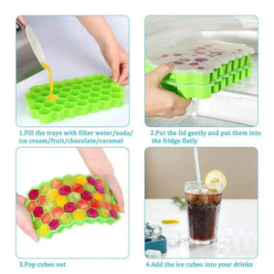 Planet Gates Large-capacity Ice Trays Silicone Mold Reusable Honeycomb Ice Cube Maker Food Grade Ice Maker with Lids Popsicle Mould Ice Mold