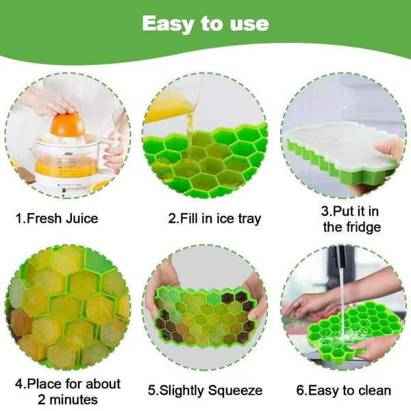 Planet Gates Large-capacity Ice Trays Silicone Mold Reusable Honeycomb Ice Cube Maker Food Grade Ice Maker with Lids Popsicle Mould Ice Mold