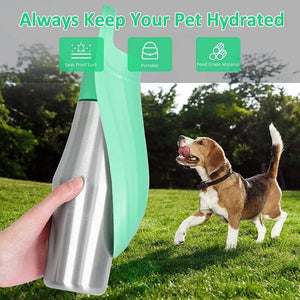 Planet Gates Large Dog Water Bottle Stainless Steel Outdoor Portable Dog Water Bowl Puppy Travel Water Basin Pet Supplies for All Dogs Breeds