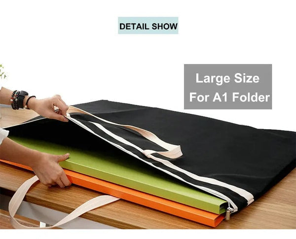 Planet Gates Large File Bag A1 Paper Organizer Drawings Document Bag Black A1 Zipper Pouch A2 Document Storage Art Portfolio Bag