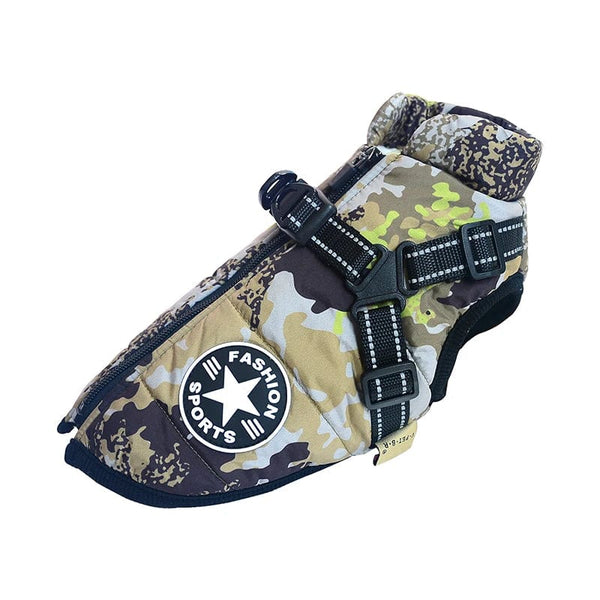 Planet Gates Large Pet Dog Jacket With Harness Winter Warm Dog Clothes For Labrador Waterproof Big Dog Coat Chihuahua French Bulldog Outfits