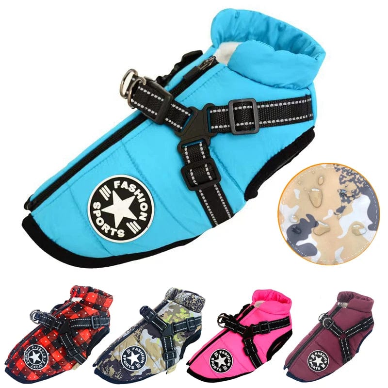 Planet Gates Large Pet Dog Jacket With Harness Winter Warm Dog Clothes For Labrador Waterproof Big Dog Coat Chihuahua French Bulldog Outfits