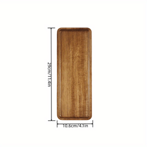 Planet Gates Large Rectangular Tray -- 28.96 Cm / Acacia wood 1pc Acacia Wood Tray For Serving Food, Snacks, Drinks, Sushi, Steak, Pizza, Desserts, Cakes, And Bread, Breakfast Tray, Coffee Tray, Tea Tray, Rectangular Platters With Easy Carry Grooved Handle, Home Kitchen Supplies