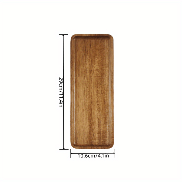 Planet Gates Large Rectangular Tray -- 28.96 Cm / Acacia wood 1pc Acacia Wood Tray For Serving Food, Snacks, Drinks, Sushi, Steak, Pizza, Desserts, Cakes, And Bread, Breakfast Tray, Coffee Tray, Tea Tray, Rectangular Platters With Easy Carry Grooved Handle, Home Kitchen Supplies