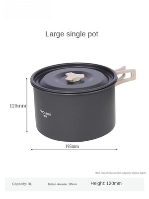 Planet Gates Large Single Pot 3L Stove Cookware Outdoor Camping Picnic Pot Full Set Instrument Suit Spare Suitable For 2-6 People