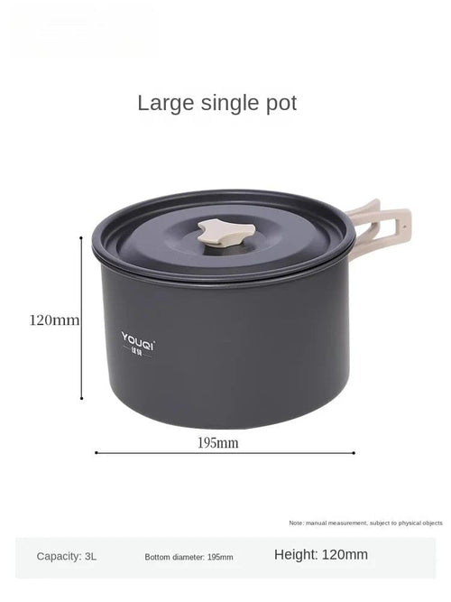 Planet Gates Large Single Pot 3L Stove Cookware Outdoor Camping Picnic Pot Full Set Instrument Suit Spare Suitable For 2-6 People