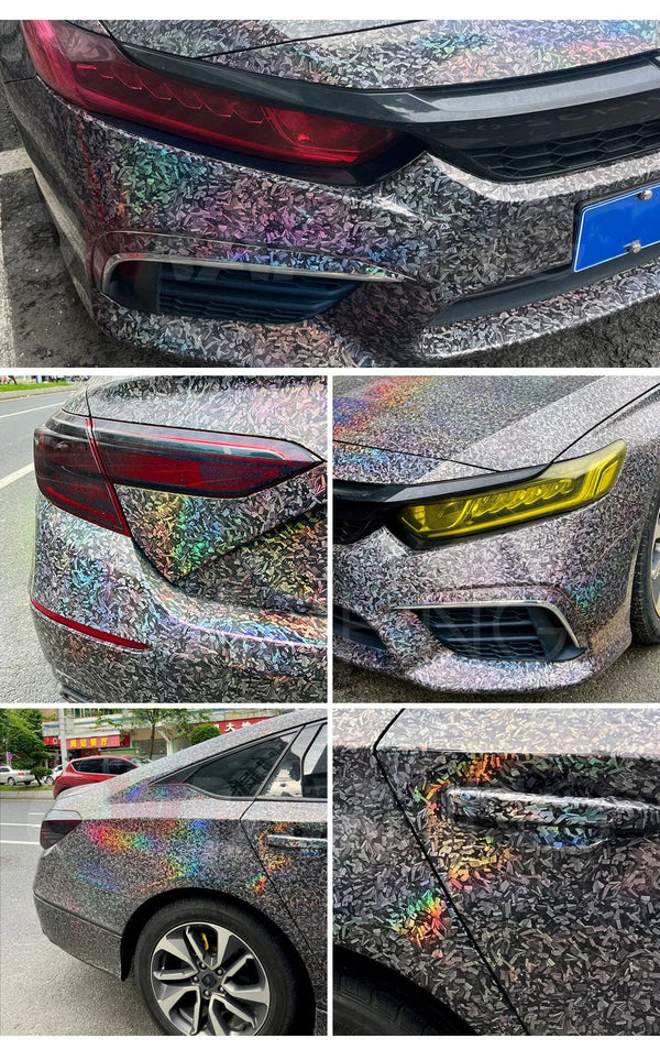Planet Gates Laser Carbon Silver / 50cmx300cm Carbon Fiber Film Glossy Black Car Body Film Forged Carbon Fiber Vinyl Wrap Film Self Adhesive Decal Sticker for Car Accessories