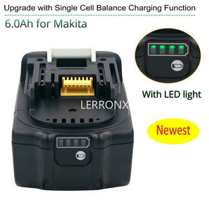 Planet Gates Latest Upgraded BL1860 Rechargeable Battery 18 V 6000mAh Lithium for Makita 18V Battery BL1840 BL1850 BL1830 BL1860B LXT 400