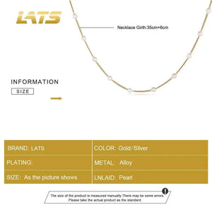 Planet Gates LATS Beads Women's Neck Chain Kpop Pearl Choker Necklace Gold Color Goth Chocker Jewelry Pendant Necklaces 2022 Collar for Girl