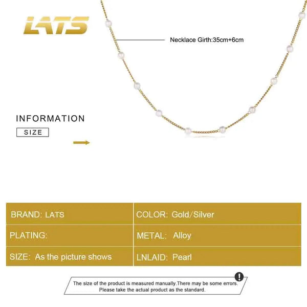 Planet Gates LATS Beads Women's Neck Chain Kpop Pearl Choker Necklace Gold Color Goth Chocker Jewelry Pendant Necklaces 2022 Collar for Girl
