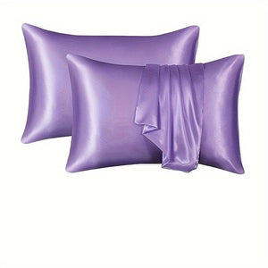 Planet Gates Lavender / Standard (20"x26") 2pcs Satin Pillowcase, Soft And Smooth Texture, Satin Solid Color Envelope Pillowcases, Reduce Hair Breakage Prevent Wrinkles