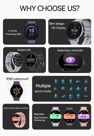 Planet Gates LAXASFIT Smart Watch Full Touch Screen Sports Fitness Tracker IP68 Waterproof Bluetooth Smart Watch Men Women Smart Watch 2024