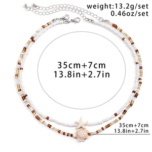 Planet Gates Layered Small Seed Beads Chains with Starfish Turtle Choker Necklace for Women Trendy Collar on Neck 2023 Fashion Jewelry Female