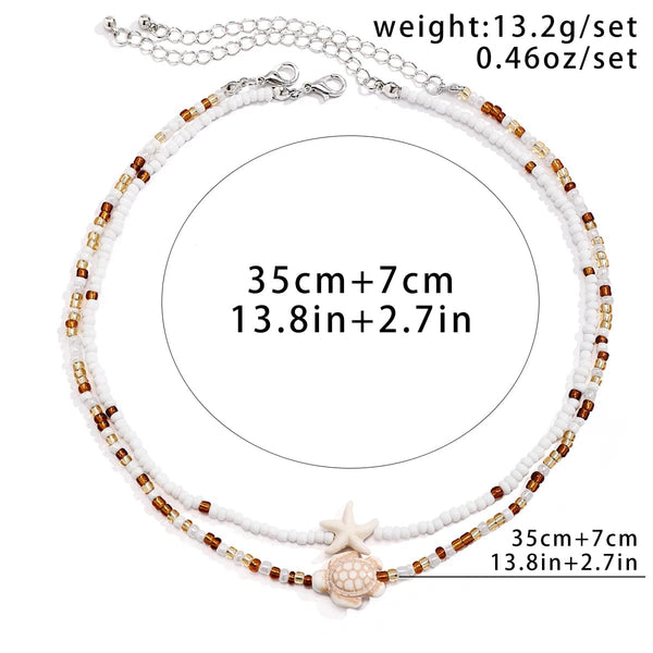 Planet Gates Layered Small Seed Beads Chains with Starfish Turtle Choker Necklace for Women Trendy Collar on Neck 2023 Fashion Jewelry Female