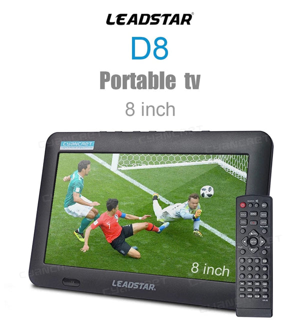 Planet Gates LEADSTAR D8 Portable TV 8 Inch DVB-T2 ATSC ISDB-T TDT Digital and Analog Mini Small Car Television Support USB TF MP4 H.265 AC3