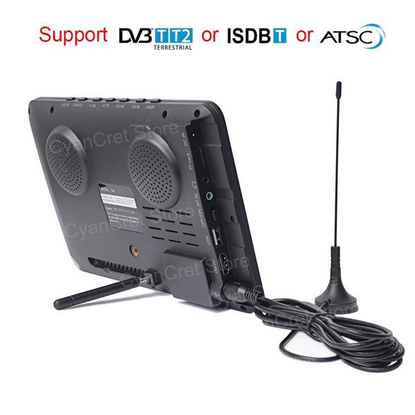 Planet Gates LEADSTAR D8 Portable TV 8 Inch DVB-T2 ATSC ISDB-T TDT Digital and Analog Mini Small Car Television Support USB TF MP4 H.265 AC3
