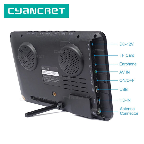 Planet Gates LEADSTAR D8 Portable TV 8 Inch DVB-T2 ATSC ISDB-T TDT Digital and Analog Mini Small Car Television Support USB TF MP4 H.265 AC3