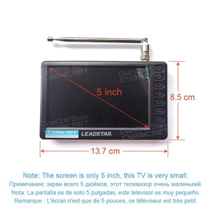 Planet Gates LEADSTAR Pocket TV D5 5 Inch DVB-T2 ATSC ISDB-T TDT Digital and Analog Mini Small Car Television Portable TV Support USB TF AC3