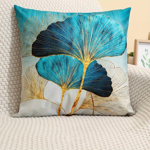 Planet Gates Leaf 1pc, Ginkgo Leaf Fresh Style Polyester Cushion Cover, Pillow Cover, Bedroom Accessories, Sofa Cushion Cover, Collectible Buildings Accessories (Cushion Is Not Included)